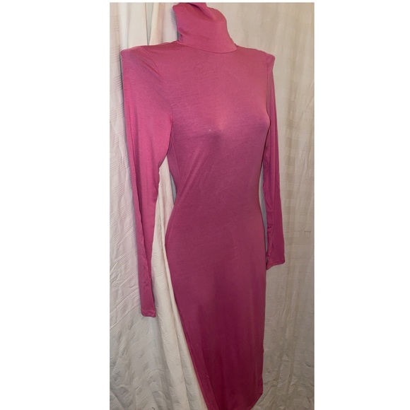New Pink Turtleneck Bodycon Dress, Size Small - Picture 4 of 6